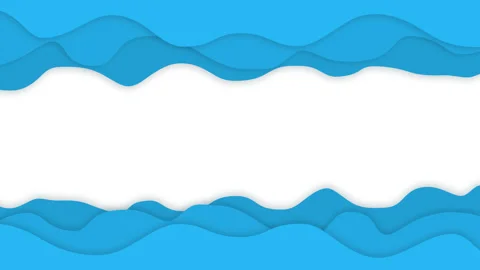 Animated background with blue waves at the top and bottom, the effect of paper Stock Footage 196004685