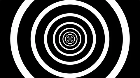 Animated  Background Circle Spin Tunnel LOOP Ready Black and White, 4K 60Fps Stock Footage 127009473