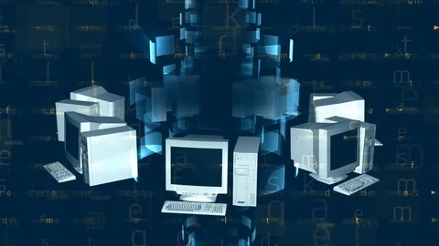Animated Background Computers In Rotating Stock Footage 109228415