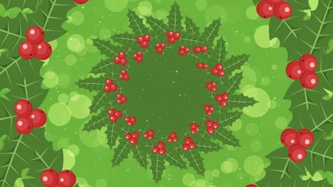 Animated background with copyspace for logo and mistletoe Christmas viscum Stock Footage 95803270