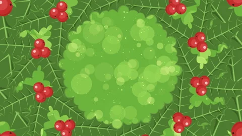 Animated background with copyspace for text  or logo and mistletoe Christmas Stock Footage 95803537