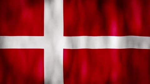 Animated background. Denmark flag in 4k. National flag fluttering in the wind Stock Footage 306311564
