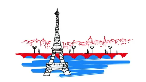 Animated Background Eiffel Tower symbol of France Stock Footage 165162267