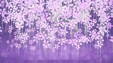 Animated background of falling purple cherry blossom petals with soft bokeh 库存影片 343433456