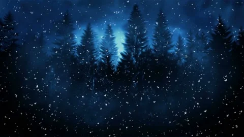 Animated background features a dark winter scenery with falling snow Stock Footage 160597764