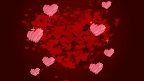Animated background featuring a large heart shape composed of many small red Vídeo Stock 338991962