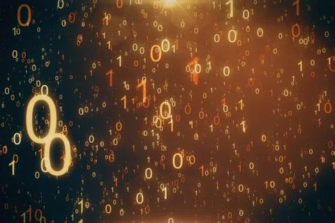 Animated background featuring a particle rain of binary numbers falling simul Stock Illustration