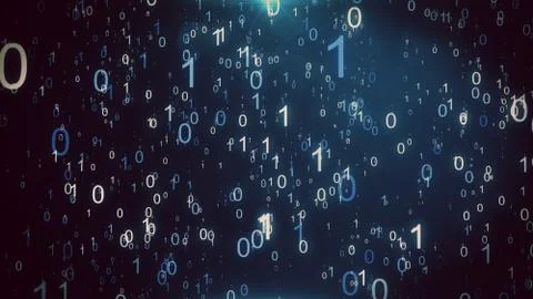 Animated background featuring a particle rain of binary numbers falling simul Stock Illustration