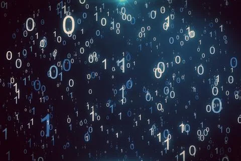 Animated background featuring a particle rain of binary numbers falling simul Stock Illustration