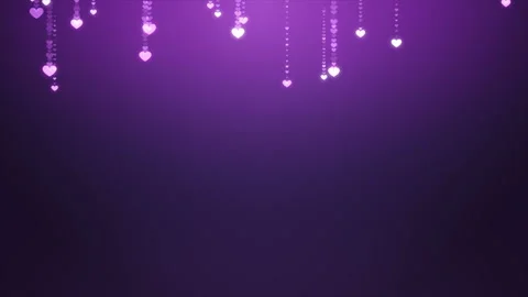 Animated background featuring purple hearts rain falling Stock Footage 94457078