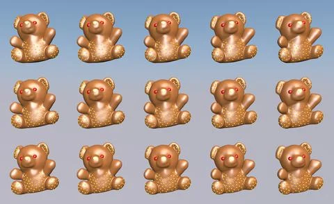 Animated background of festive chocolate bears. 3D rendering Stock Illustration