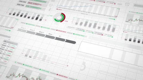 Animated background with financial infographics displaying trading data Stock Footage 334089769
