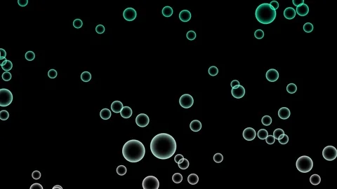 Animated background of floating bubbles and spheres with light effects, dar.. Stock Footage 333978058