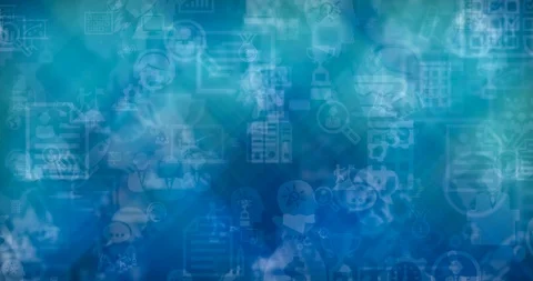 Animated background with flying icons Stock Footage 95480256