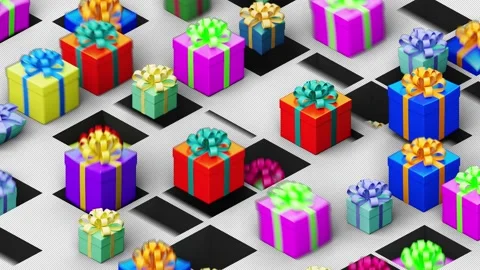 Animated background with gifts, has an alpha channel Stock Footage 258900819