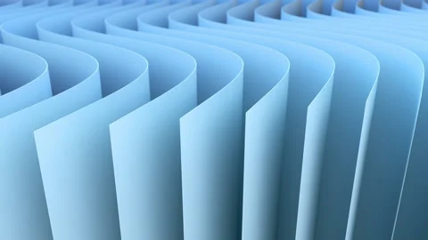 Animated background with light blue color 3d stripes moving along curve close-up Stock Footage 159267824