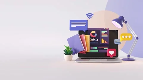 Animated background. On line education 스톡 동영상 339285731
