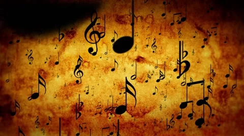 Animated background with musical notes, Music notes flowing, flying stream Stock Footage 61168119