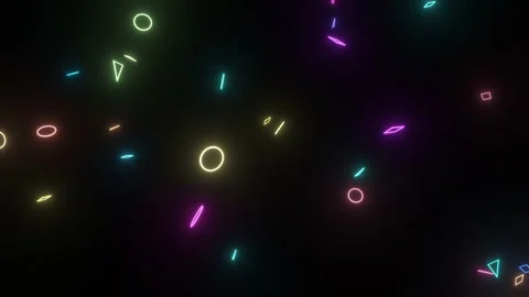 Animated background of neon shapes randomly moving and rotating Stock Footage 281650516