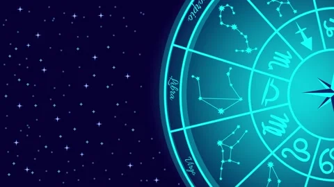 Animated background night sky with astrological zodiac circle Stock Footage 167835792