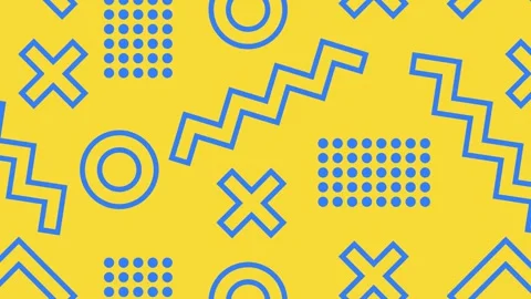 Animated background pattern of memphis style with circle, zigzag, cross Stock Footage 313416151