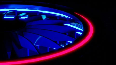 Animated background. rotating cooler with neon lighting. 3d render looped animat Stock Footage 313346972