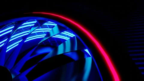 Animated background. rotating cooler with neon lighting. 3d render looped animat Stock Footage 313346975
