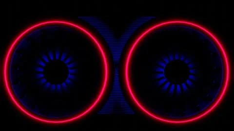 Animated background. rotating coolers with neon lighting. 3d render looped anima Stock Footage 313346958