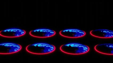 Animated background. rotating coolers with neon lighting. 3d render looped anima Stock Footage 313346967