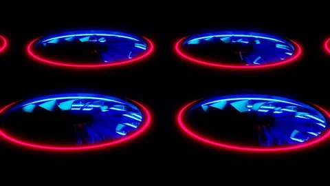 Animated background. rotating coolers with neon lighting. 3d render looped anima Video stock 313346969
