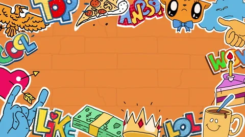 Animated Background Set Doodle Symbols Stock Footage 166894581