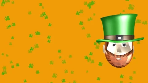 Animated Background Shamrock Leaf Clover Leprechaun Saint Patrick day Stock Footage 205136100