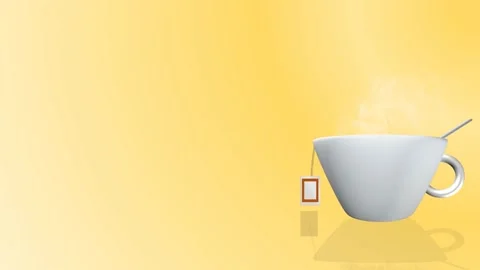 Animated Background Tea Hot Coffee Chocolate Cocoa Smoke Yellow Loop Cup Mug Stock Footage 162664481