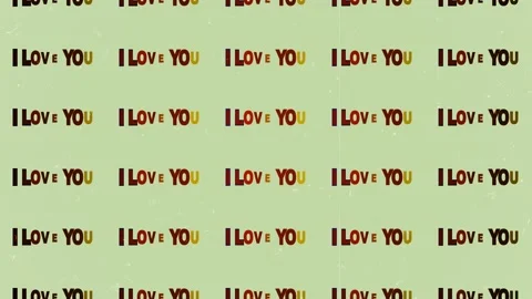 Animated background with the words I love you in vintage style Stock Footage 196992819