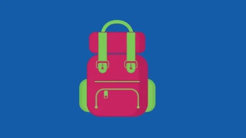 Animated backpack illustration on blue background for school and travel concepts Stock Footage 332282523