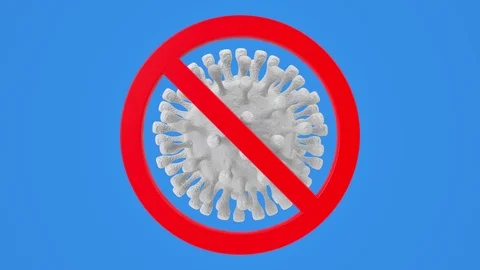 Animated bacteria or virus cell stop sign, dangerous microbe and germ concept Stock Footage 127379446