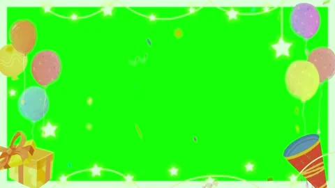 Animated Balloons and Confetti Frame on Green Screen Background for Festive Stock Footage 339167080