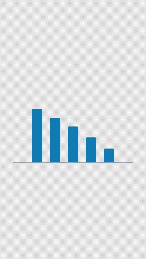 Animated Bar Chart Decline Single Cyan Overlay Alpha 4K Vertical 9x16 Light Stock Footage 339507852
