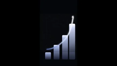 An animated bar chart with a glowing upward trend line Stock Footage 340261949