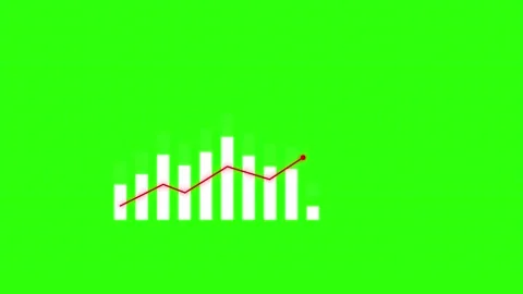 Animated bar chart graphic with red line showing upward trend on green screen Stock Footage 329145211