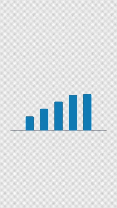 Animated Bar Chart Growth Single Cyan Overlay Alpha 4K Vertical 9x16 Light Vídeo Stock 339507857