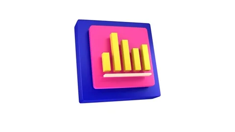 Animated bar chart icon transparent background - purple Stock Footage 264138671