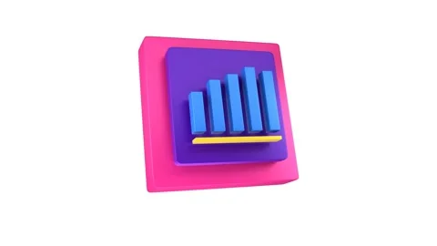 Animated bar chart icon transparent background - magenta Stock Footage 264139015