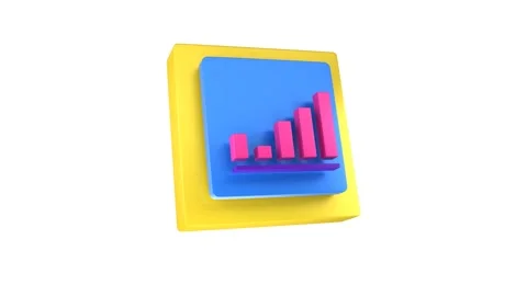 Animated bar chart icon transparent background - yellow Stock Footage 264139417