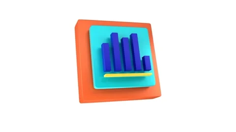 Animated bar chart icon transparent background - orange Stock Footage 264141961