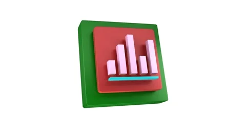 Animated bar chart icon transparent background - green Stock Footage 264142423