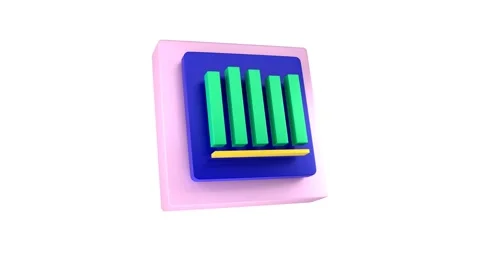 Animated bar chart icon transparent background - pink Stock Footage 264144053