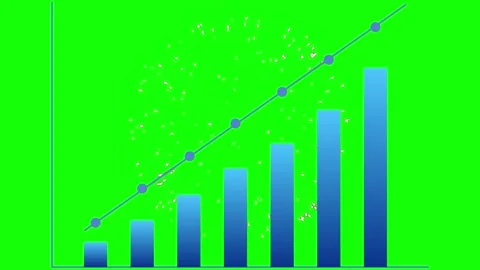 Animated bar chart with particles on green background Stock Footage 337527552