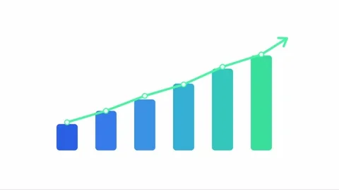 Animated bar chart with rising green trend line for business growth Vidéo 341917674