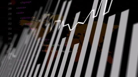 Animated bar chart rising from left after motion sweep, tracking cybersecurity Stock Footage 333018695
